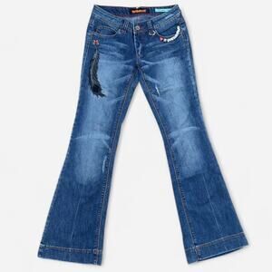 Dollhouse Y2K Embroidered Low Rise Bootcut Jeans